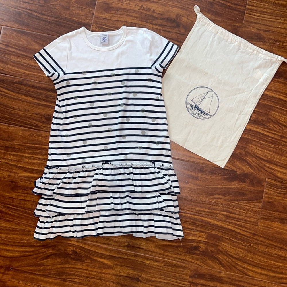 Petit Bateau dress 8 (fits 6) and pouch